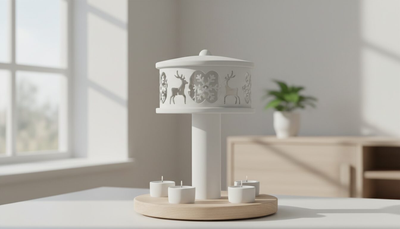 découvrez le bougeoir carrousel éclatant en blanc, une pièce élégante et lumineuse pour embellir votre intérieur avec style et originalité.