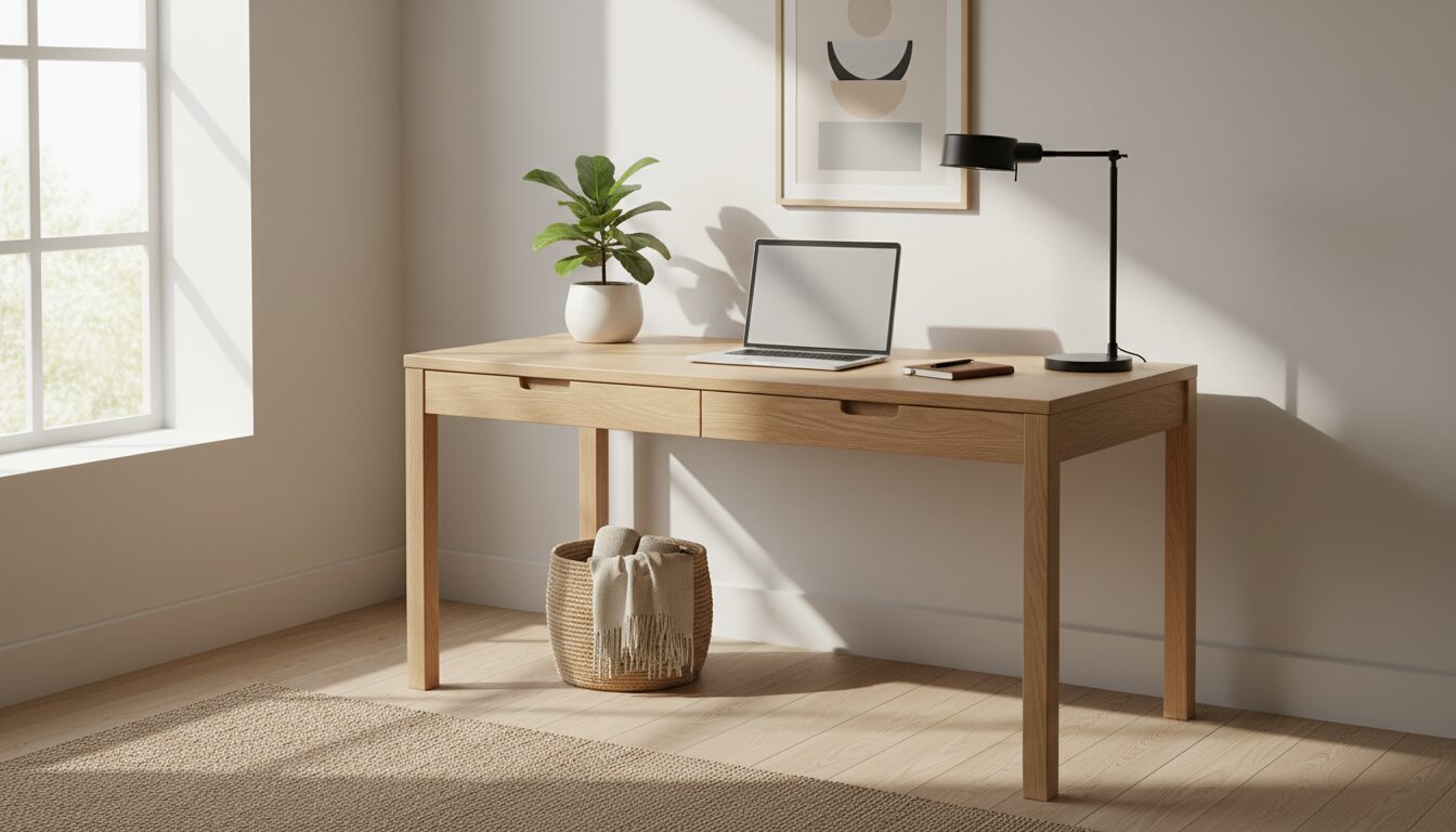 découvrez un bureau en bois alliant élégance naturelle et fonctionnalité pour optimiser votre espace de travail avec style et confort.