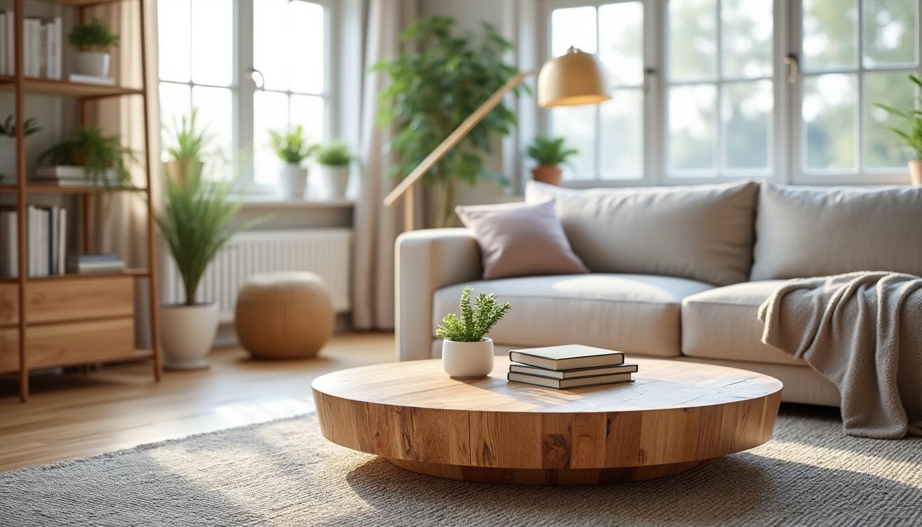 explorez l'élégance conviviale avec notre table basse ronde, alliant design raffiné et fonctionnalité pour sublimer votre salon.