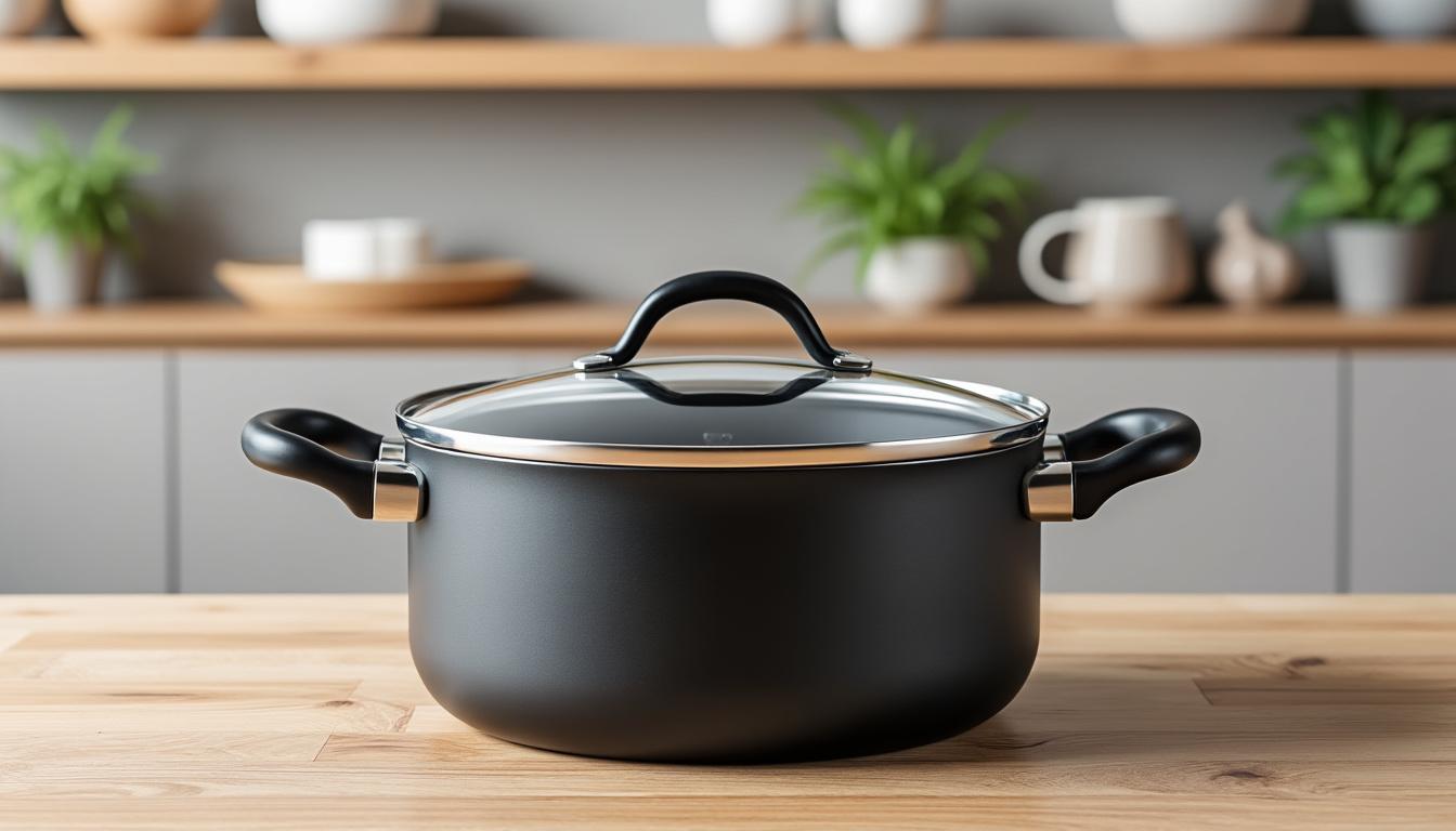 Fait-tout Travo 3,8 L avec Couvercle en Verre – Design Noir Aluminium