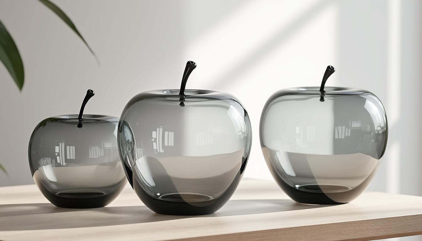 Trio de pommes en verre Iittala Ø6 cm – Élégance grise pour sublimer votre décoration