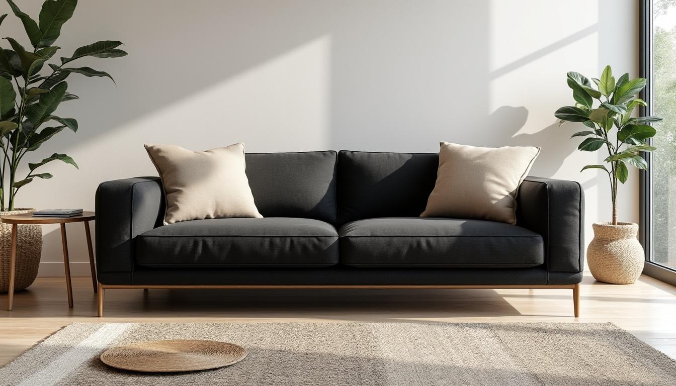Canapé Mundo : Élégance Bicolore Noir et Beige pour un Intérieur Raffiné
