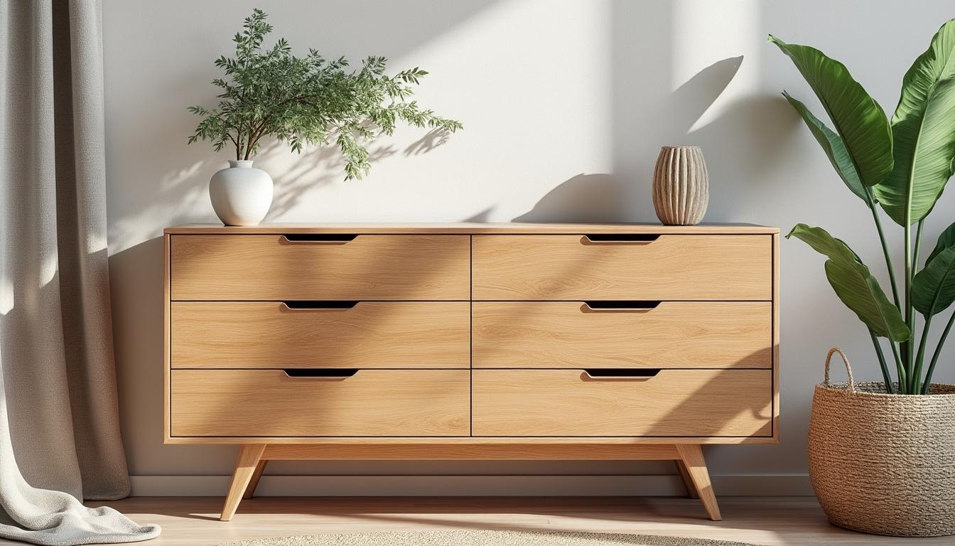 Commode Paulo en bois de manguier, dimensions 75×105 cm