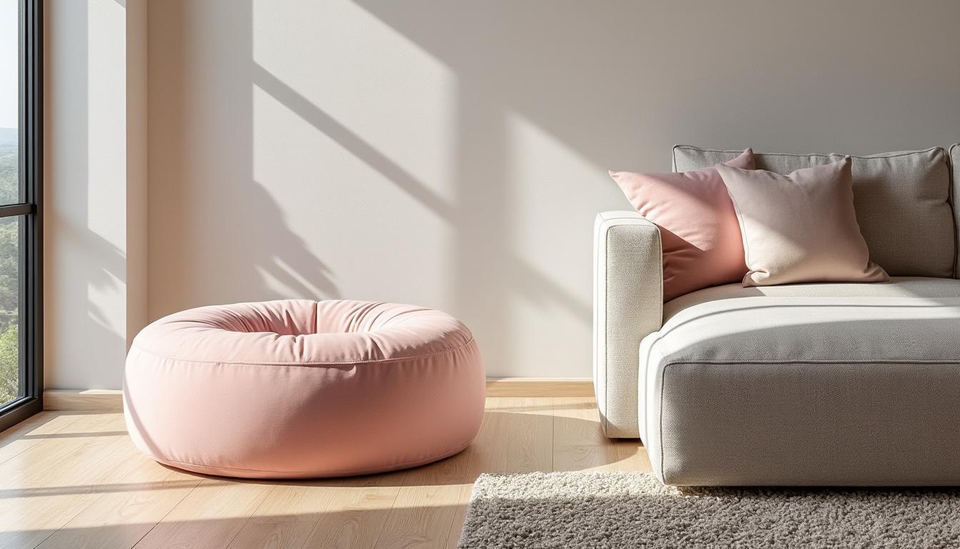 découvrez le pouf boa ø114 cm, un nuage de douceur en coton candy, idéal pour apporter confort et style à votre intérieur.