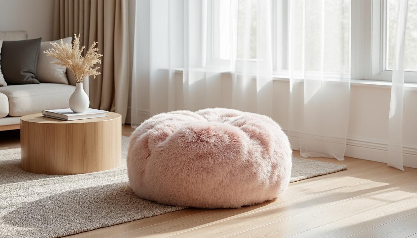 Pouf Boa Ø114 cm – Nuage de Douceur en Coton Candy