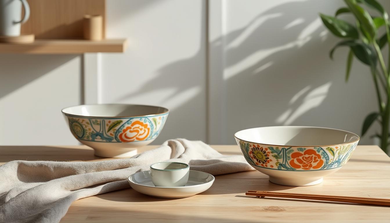 Set de 2 bols à ramen vintage des années 70, diamètre 19 cm